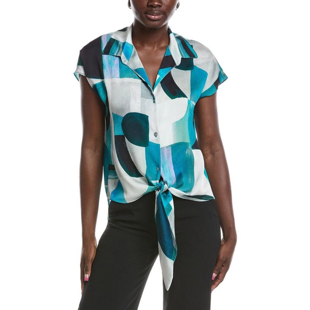 Joseph Ribkoff Womens Tie-Front Blouse, Green